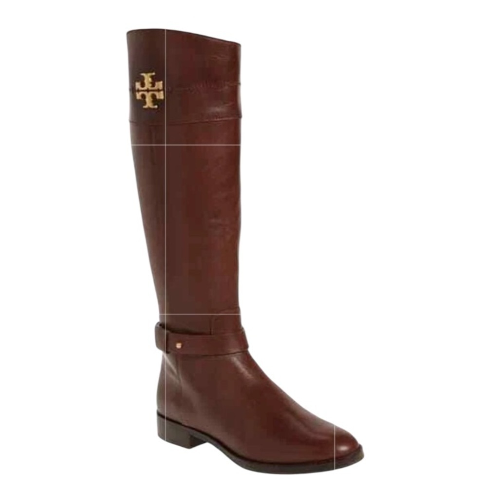 Tory Burch Everly Leather Riding Boots Size 6.5 Brown